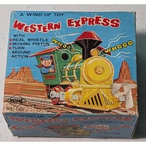 Yone A Western Express Wind Up Train With Box #2200 Made In Japan Works Vintage